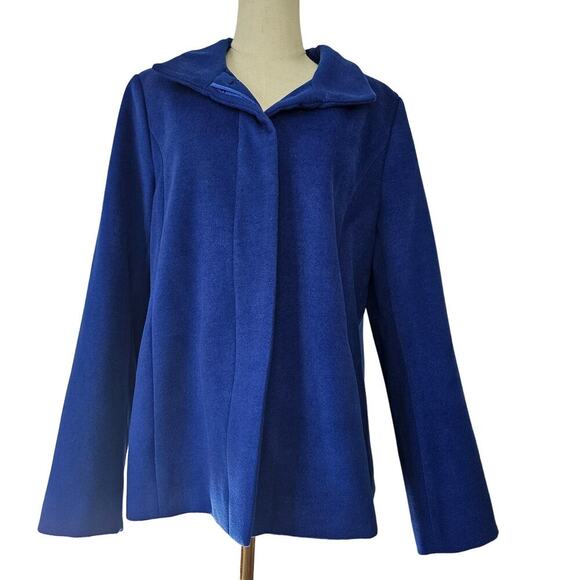 Lands' End Hidden Button Front Jacket Coat 15 Royal‎ Blue - Picture 1 of 8